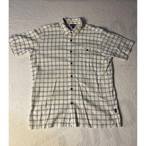 Patagonia Men's Flannel Shirt XL Plaid White Brown Organic Cotton Button Down
